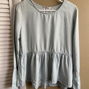 Thread & Supply Bell Sleeve Chambray Blouse